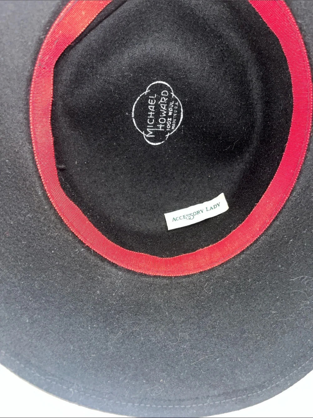 Michael Howard’s 100% Wool Black Wide-Brim Hat with Satin Ribbon